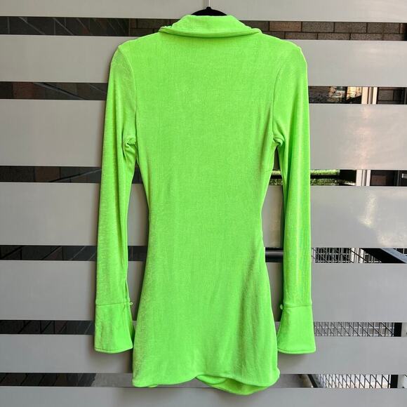 SEROYA Lime Green Daytona Mini Dress Size S - Picture 3 of 7